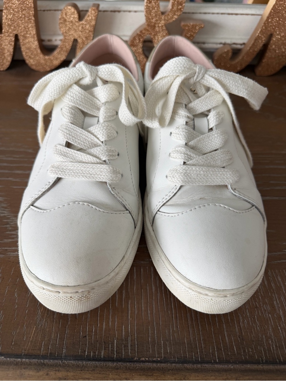 kate spade Optic White Sneakers with Pale Gold Accents